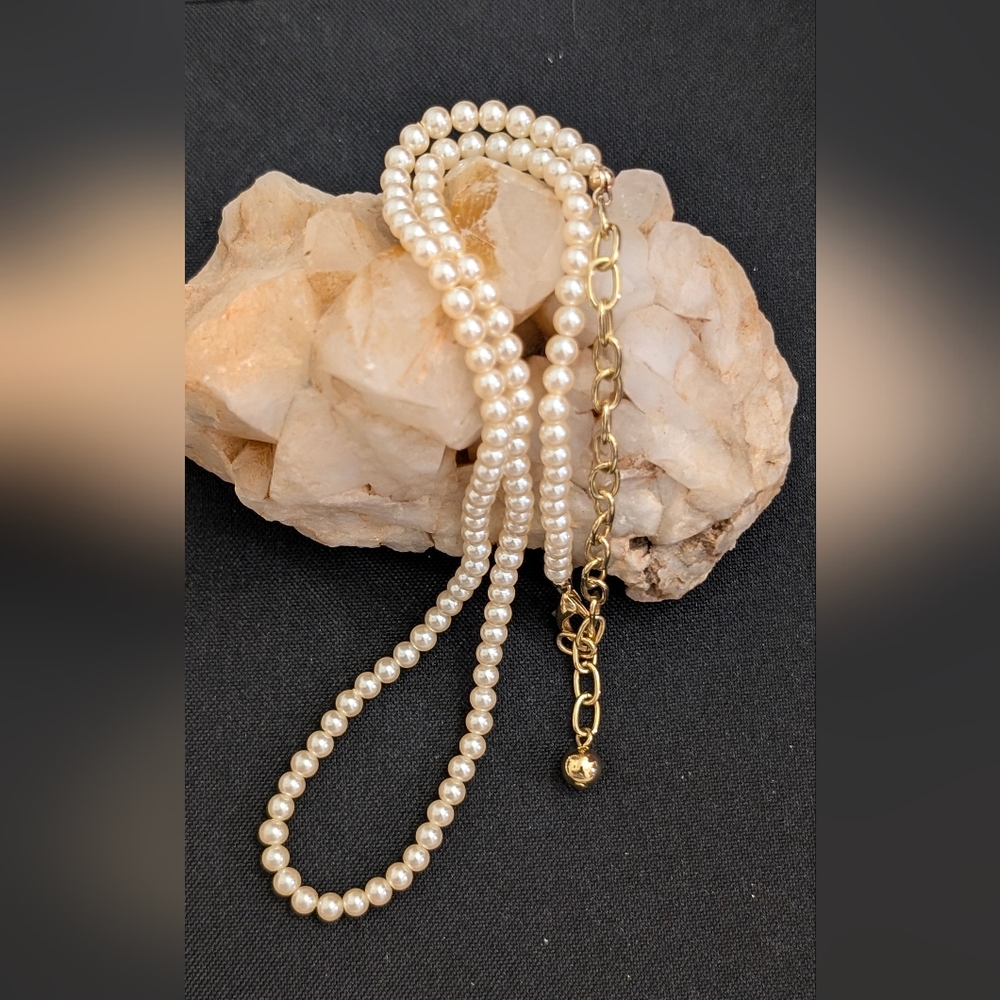 Pearl Necklace, Faux Pearl Necklace, Cream Pearl Necklace, Adjustable Necklace